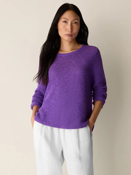 Eileen Fisher Organic Linen Cotton Slub Crew Neck Top