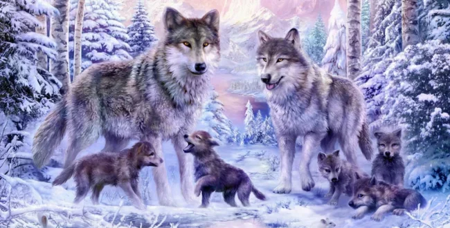 Winter Wolf Family
